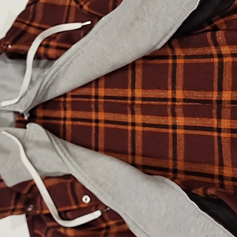 Fashion Nova Outdoor Plaid All In One Shirt Hoodie Top XL - Picture 12 of 17